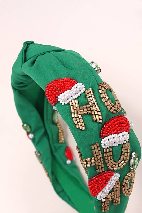 HO HO HO Beaded Christmas Headband