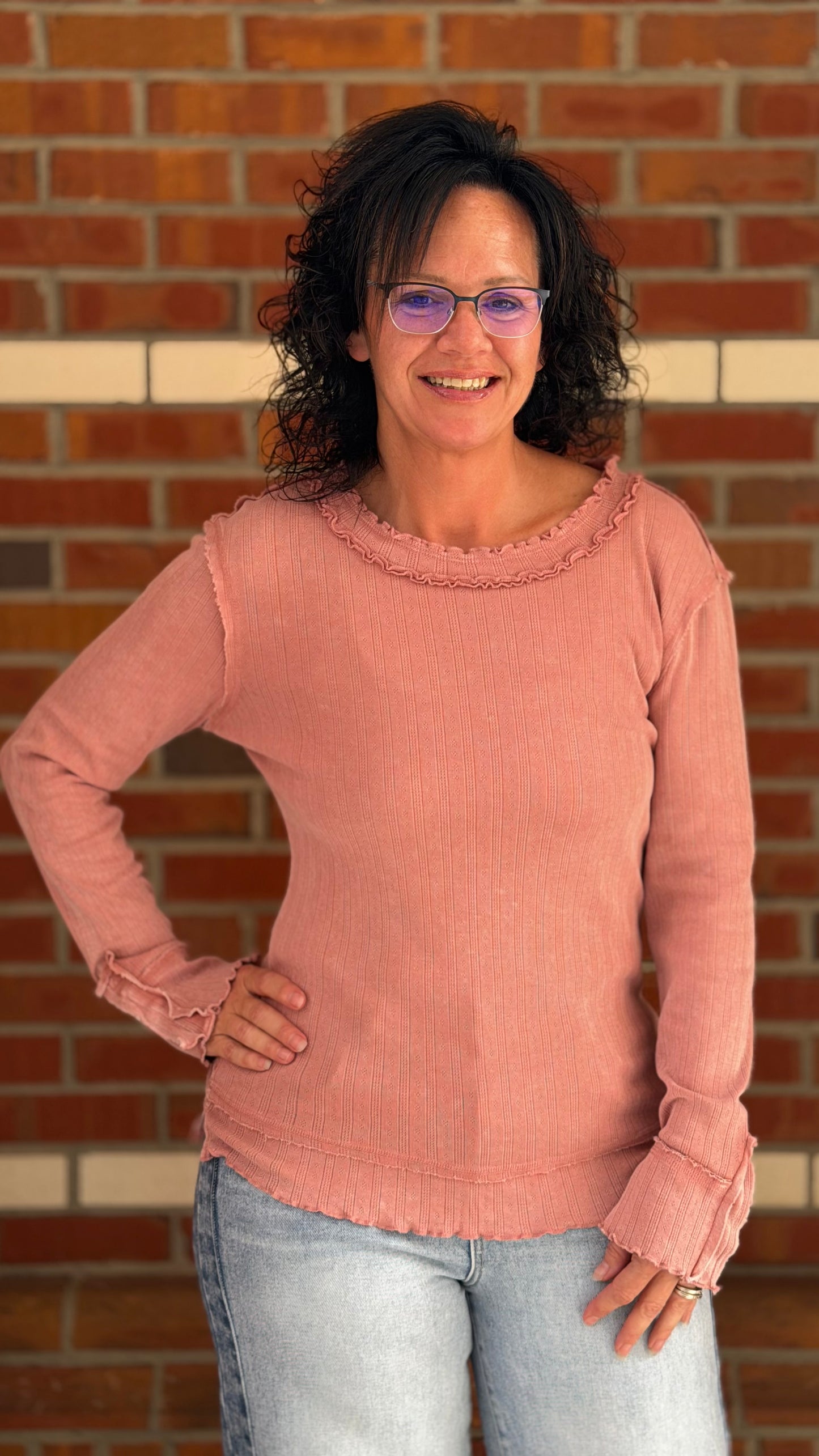 ANTIQUE ROSE COZY KNIT TOP