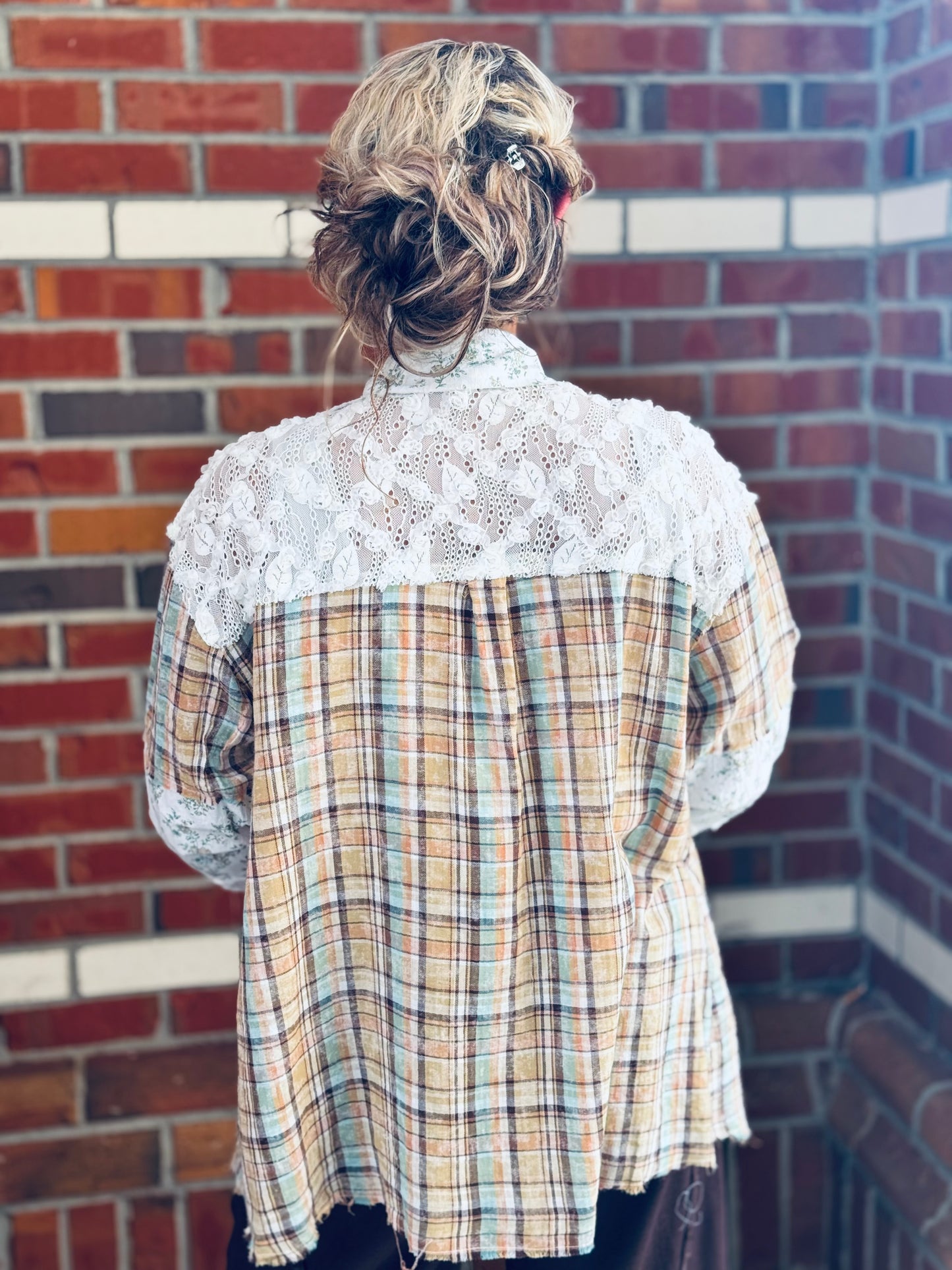 Patchwork Poetry Button Up Top