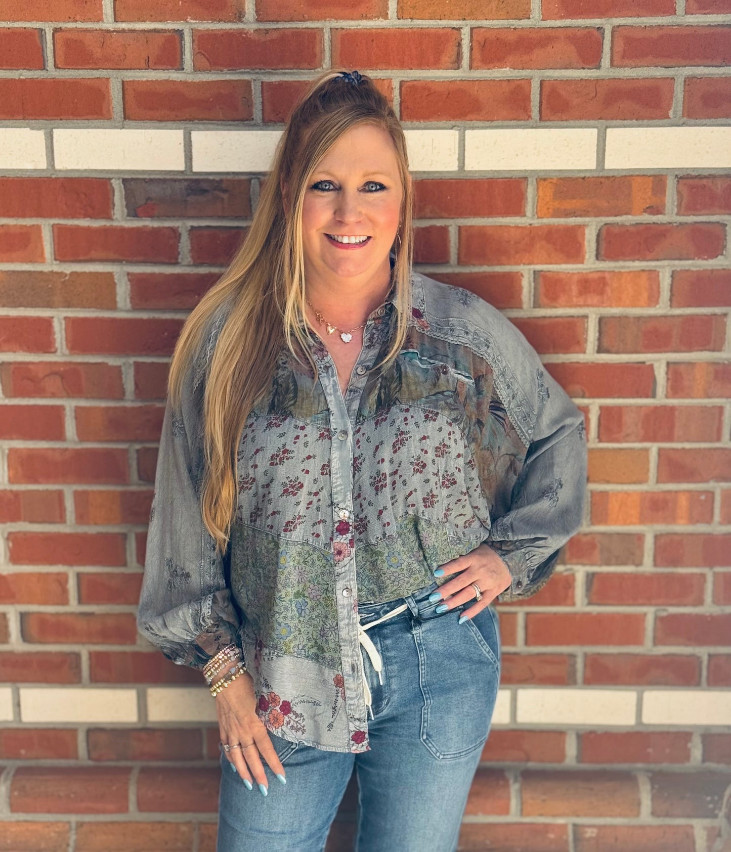 Petals of Faith Button Up