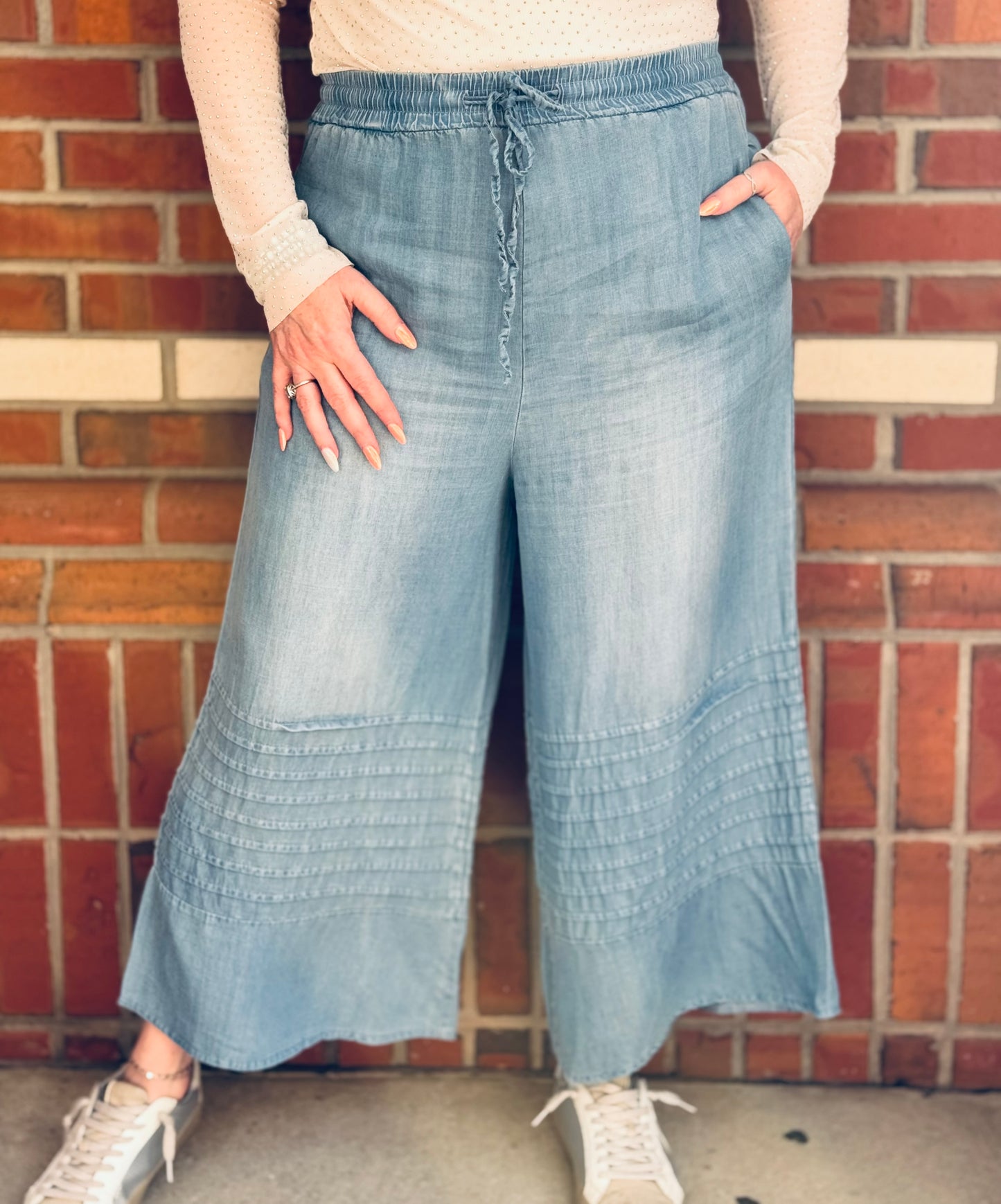 Easy Breezy Denim Crops- Easel