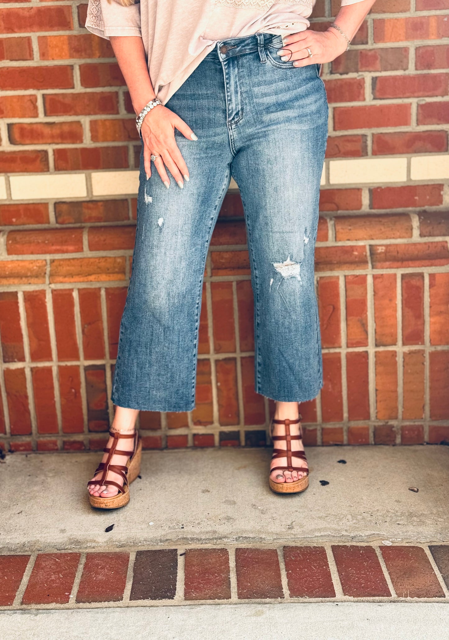 Walk This Way Judy Blue Wide Leg Crop