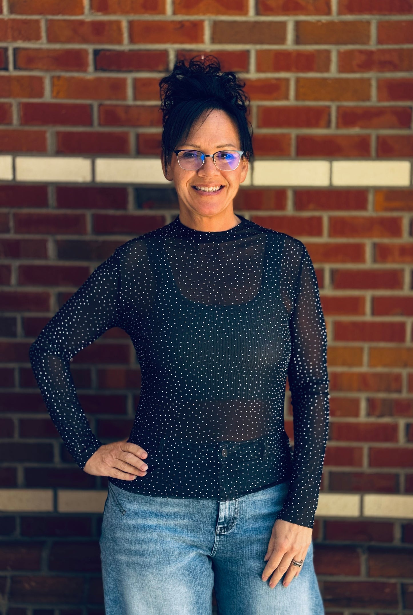 Dazzle Me Darling Sheer Top