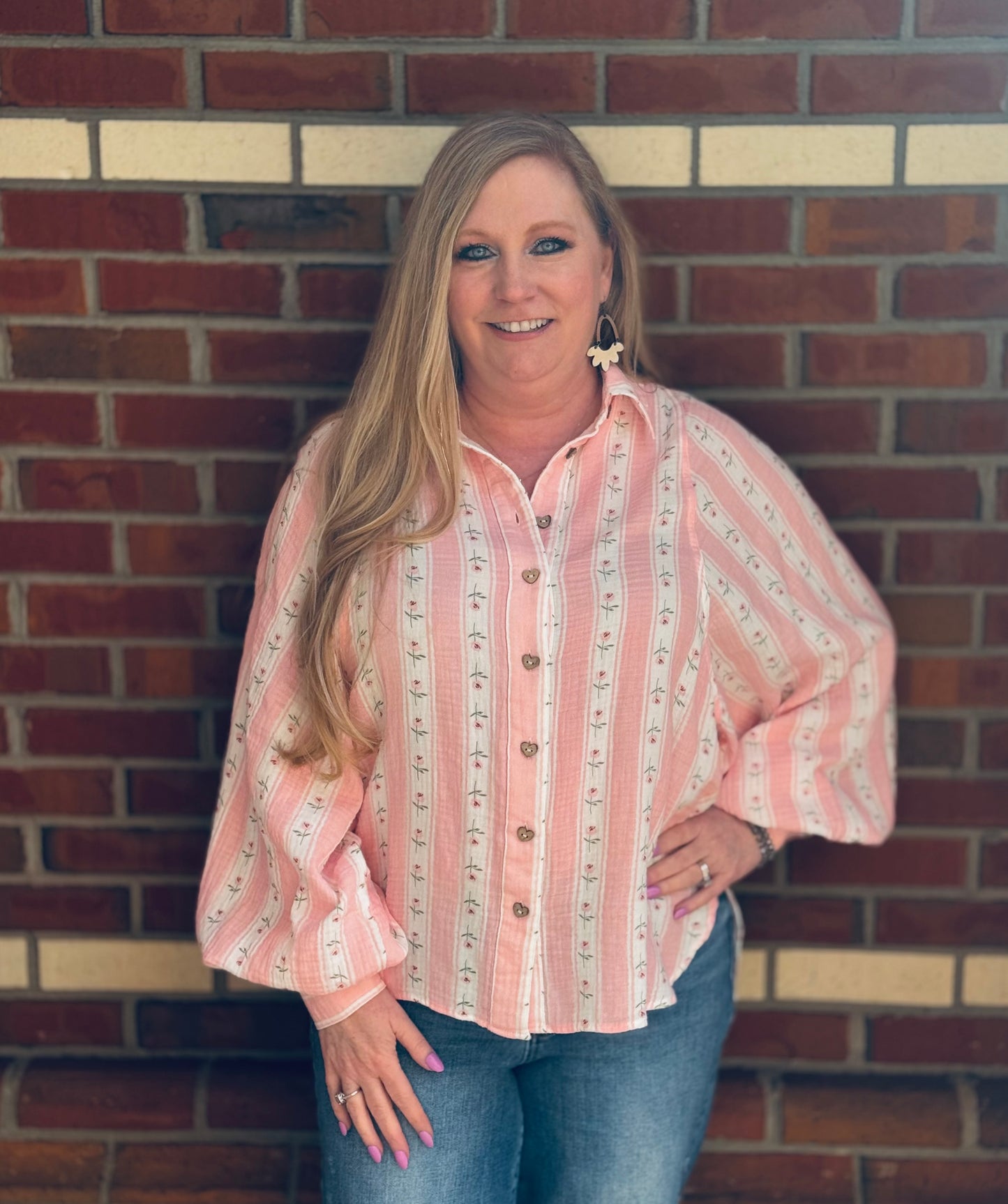 Pink Porch Poetry Button Down