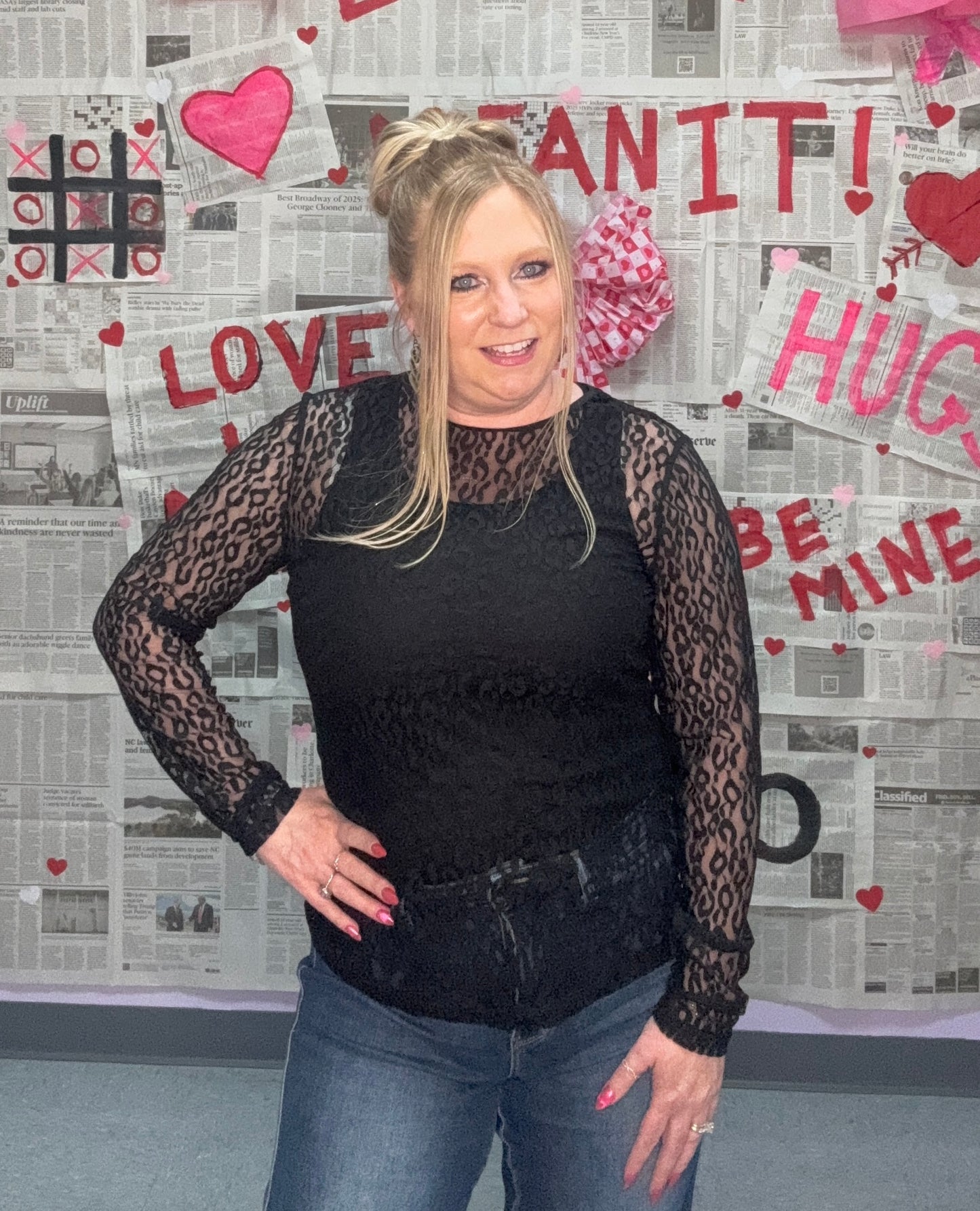 Midnight Leopard Mesh Top