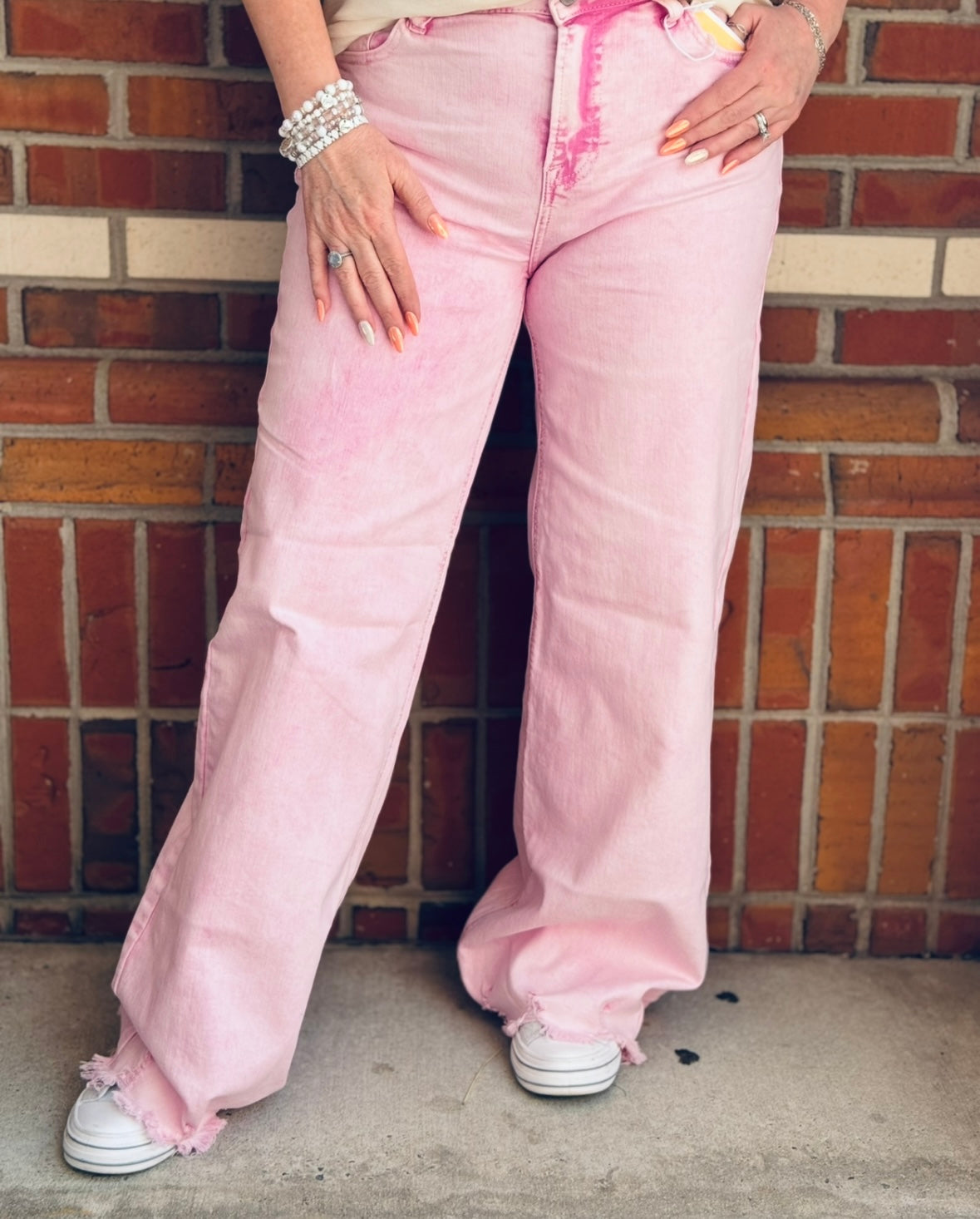 Pretty In Pink Wide Leg Jeans by Risen