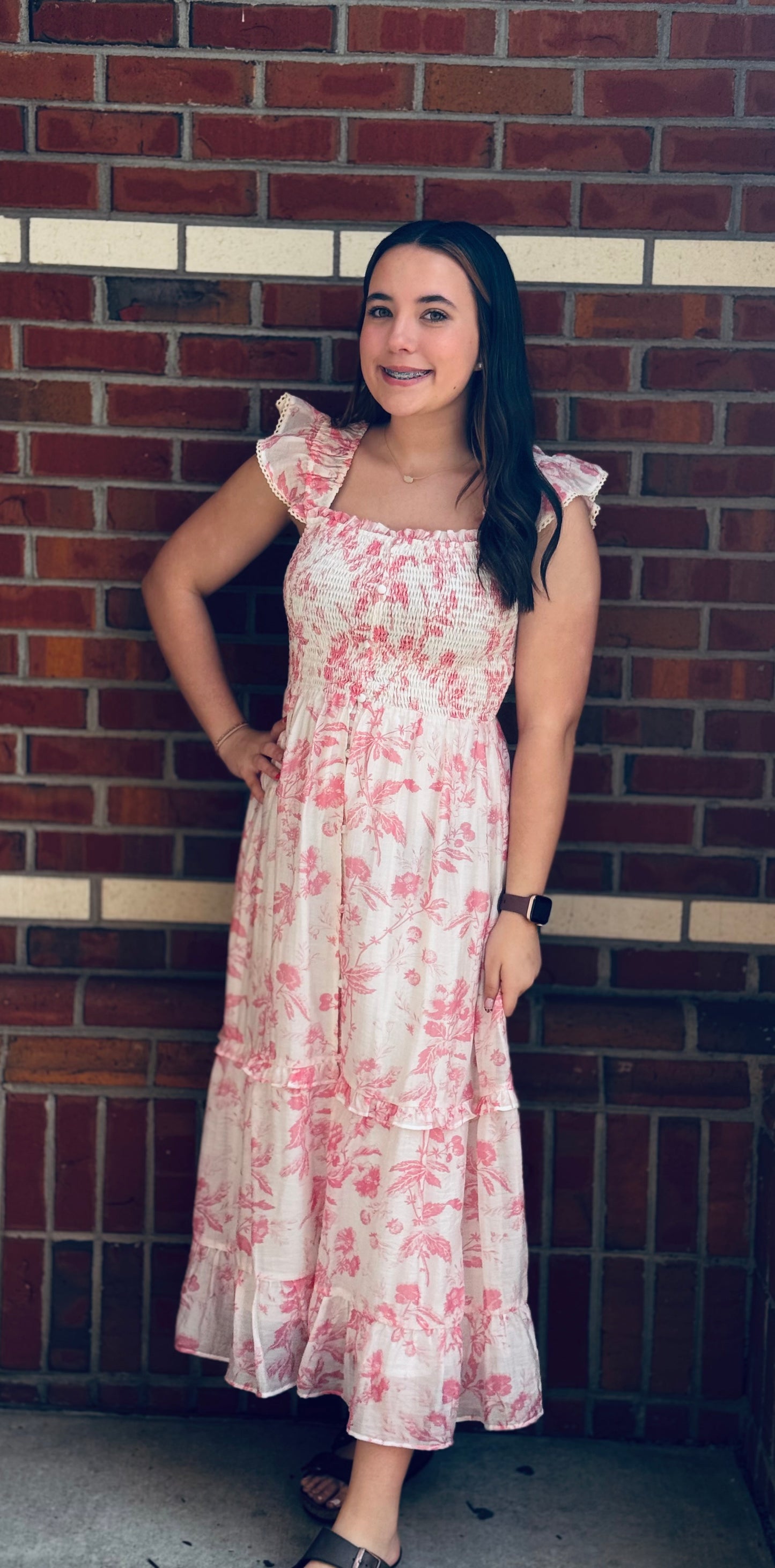 Blushing Petals Midi Dress