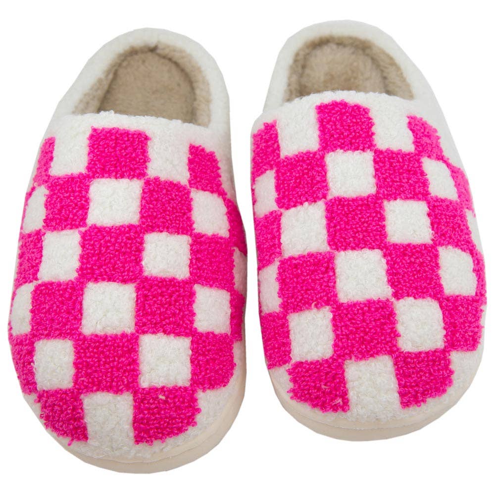 Hot Pink Checkered Slippers