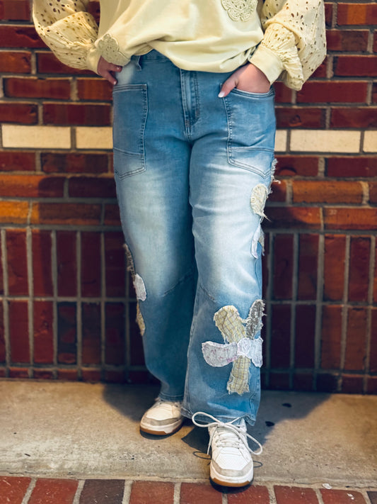 Bloom Where You Planted Barrell Jeans