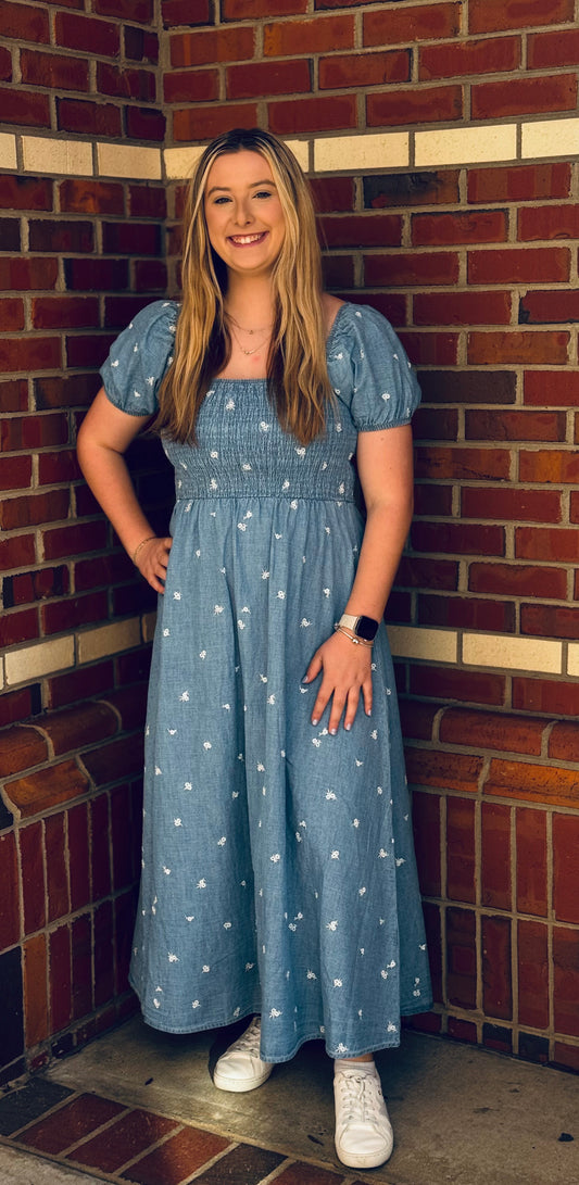 Blue Skies & Daisies Midi Dress