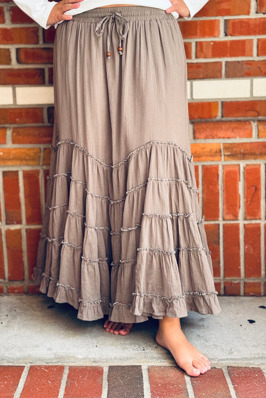 Earthy Elegance Boho Maxi Skirt
