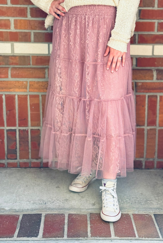 Pretty In Pink Lace Maxi Skirt