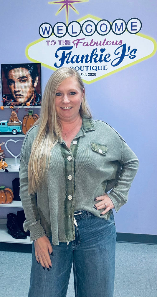 Olive Whisper Button Down