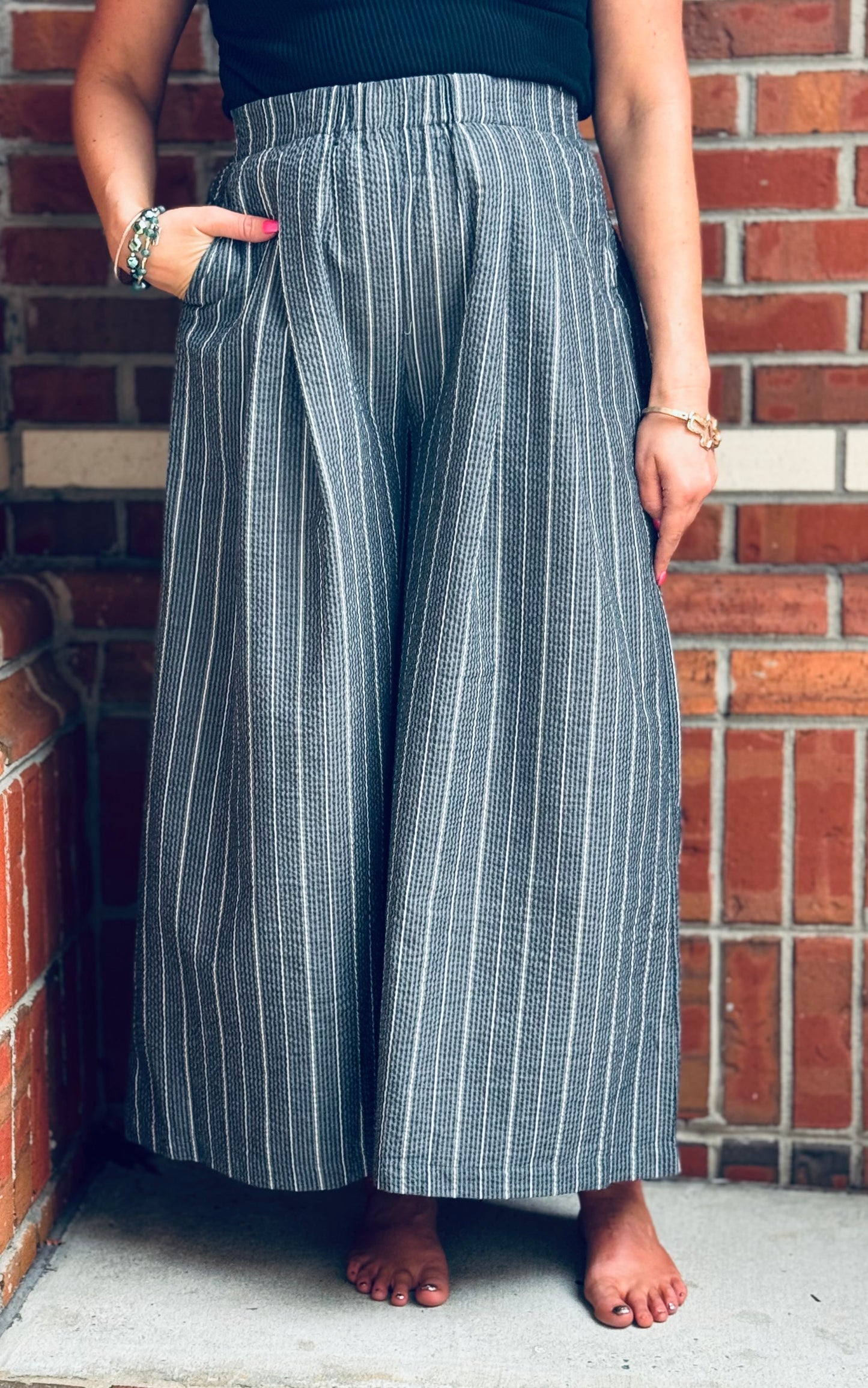 Midnight Stripes Pull On Pants
