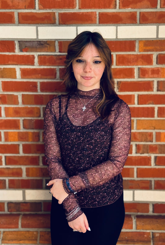 Bloom in Burgundy Sheer Top