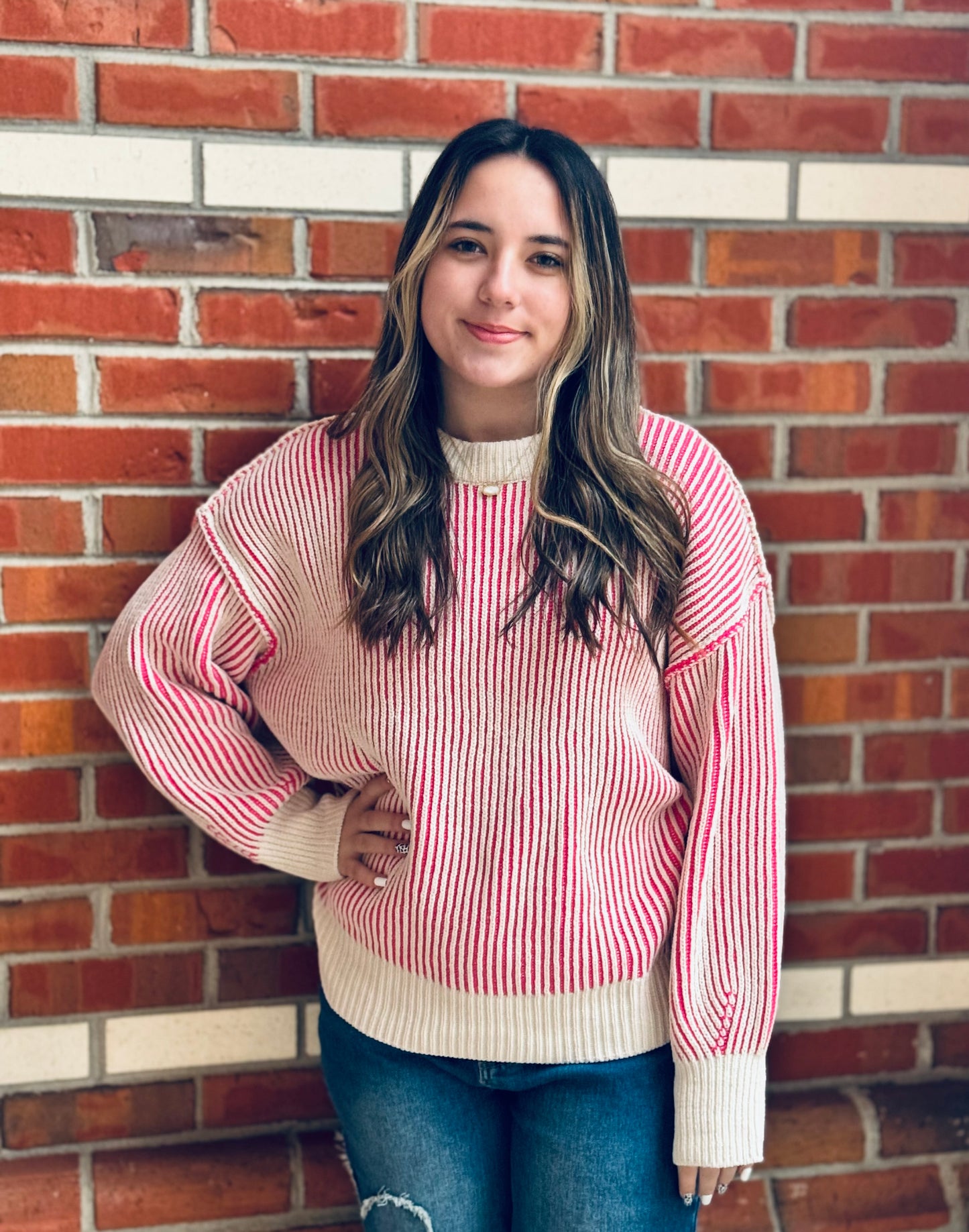 Jailhouse Pink Stripes Sweater