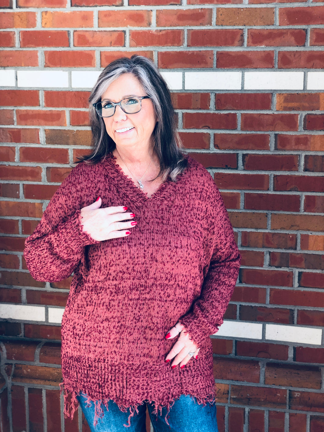 Wrapped In Warmth V-Neck Umgee Sweater
