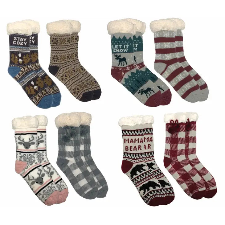 Sherpa Lined Slipper Socks 2 Pack