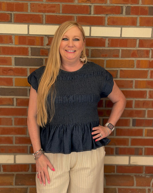 Blue Skies & Sweet Days Smocked Top