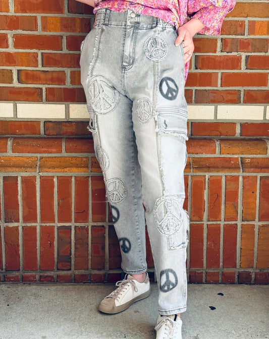 Peace Out Cargo Jeans by Oli & Hali