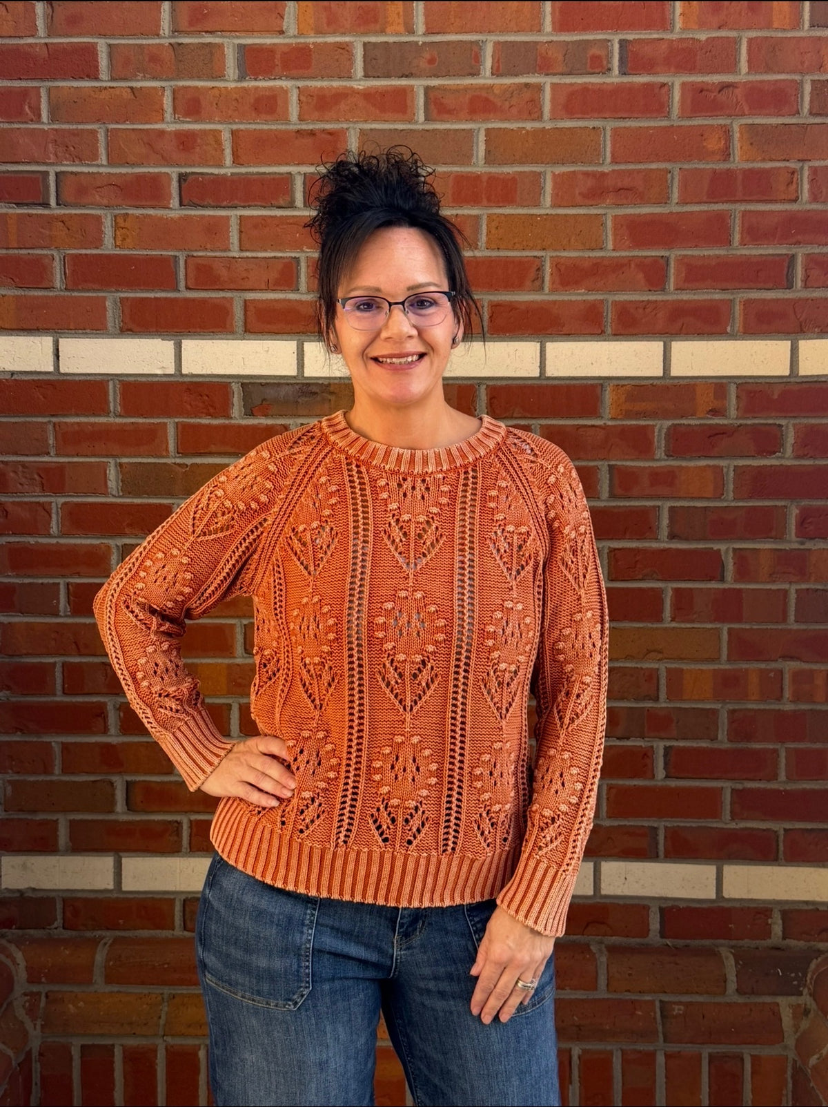 Rustic Bloom– Easel Floral Knit Sweater