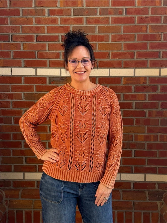 Rustic Bloom– Easel Floral Knit Sweater