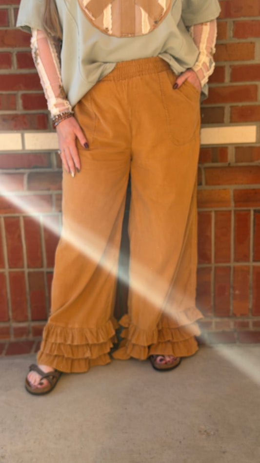 Caramel Crush Ruffled Pants