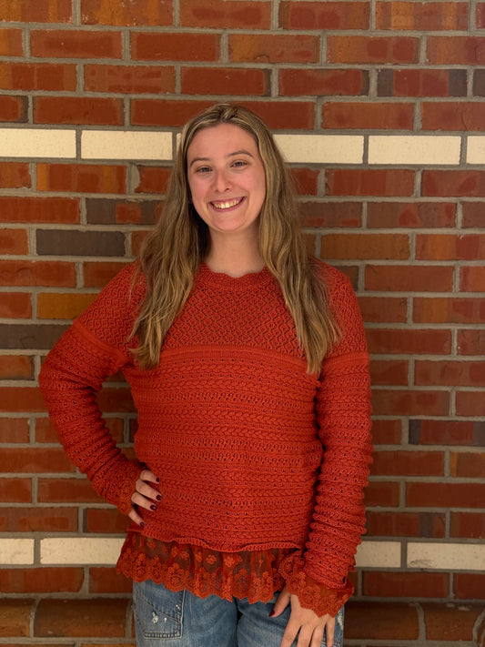 Pumpkin Spice & Lace Sweater