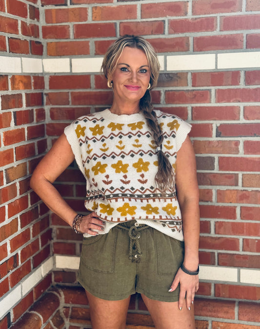 Golden Bloom Sweater Vest