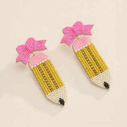Sparkly Beaded Pencil Earrings