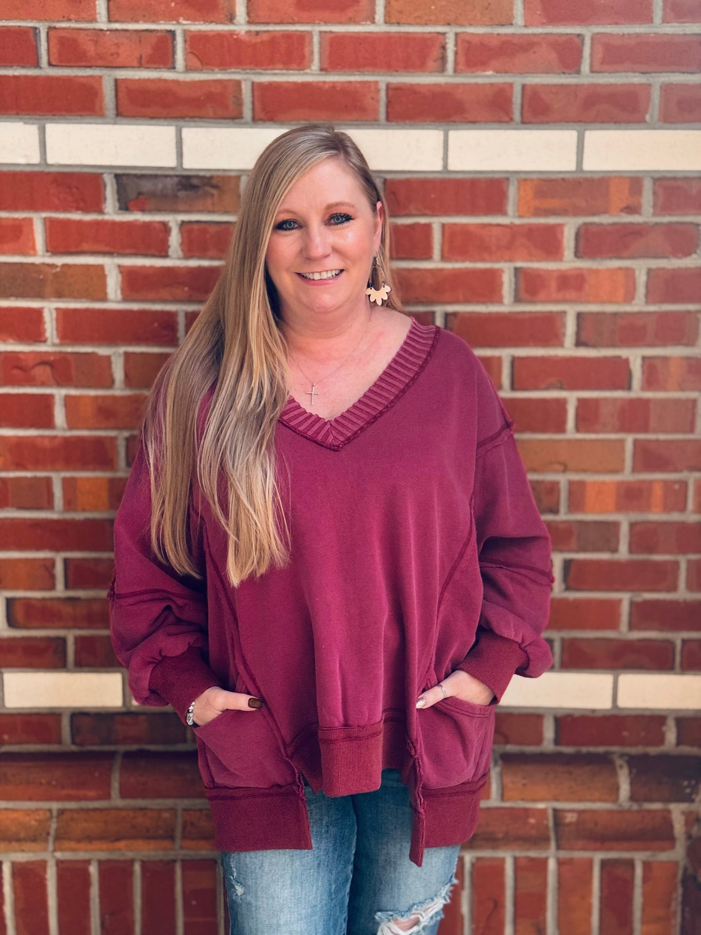Cozy Cranberry Oversized Pullover