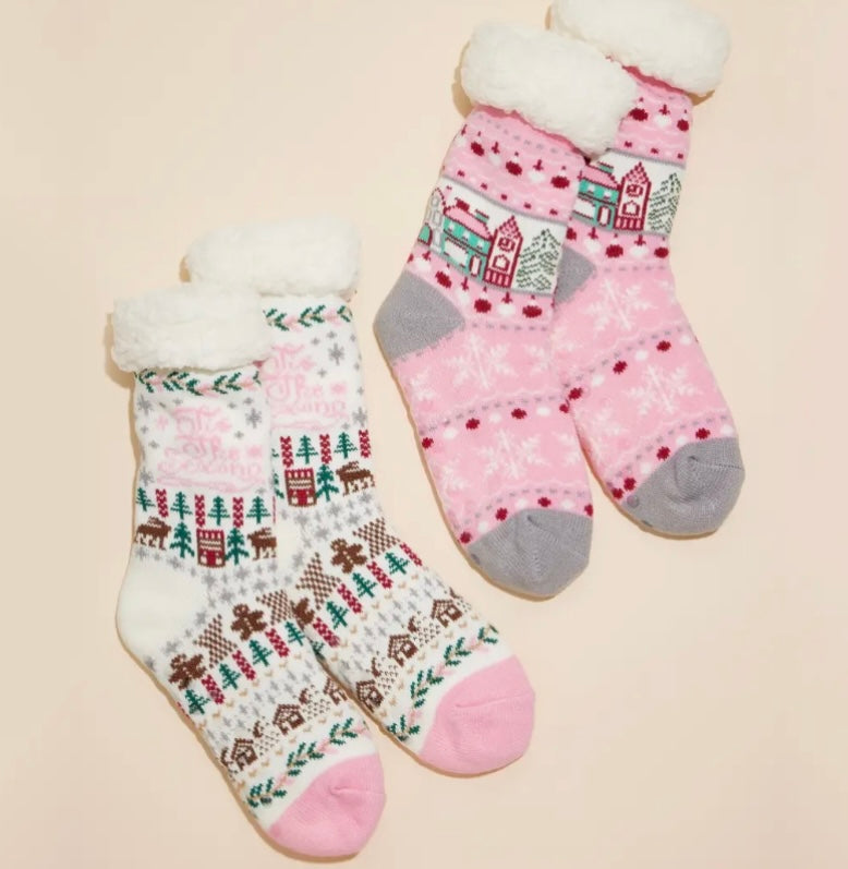 Holiday Fuzzy Gripper Socks