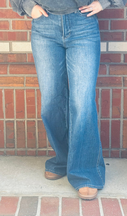 Hold On Loosely Retro Wide Leg Judy Blue Jeans