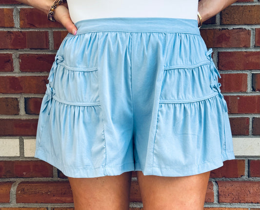 Sweet On Blue Bow Shorts
