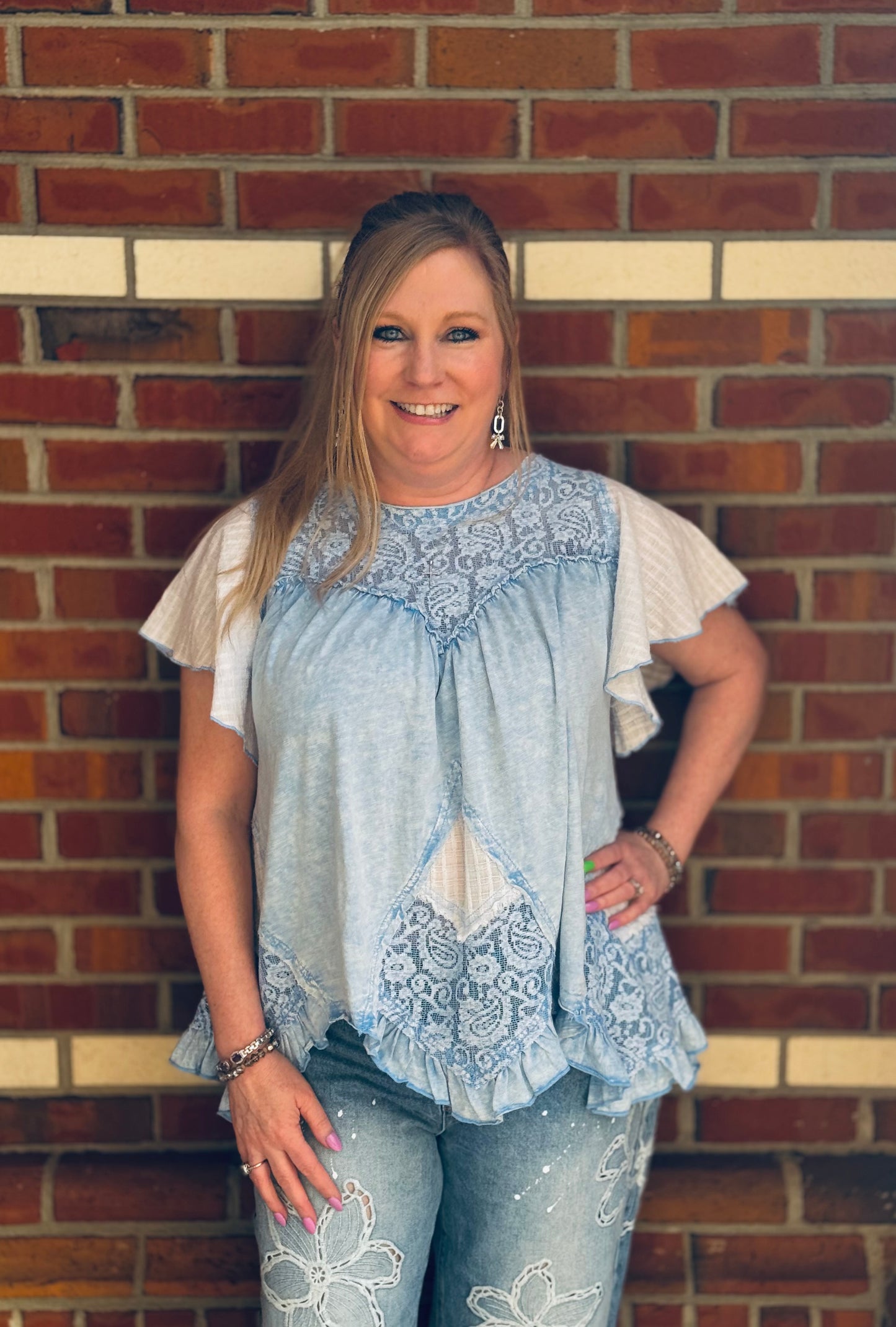 Lace in the Sky Ruffle Top