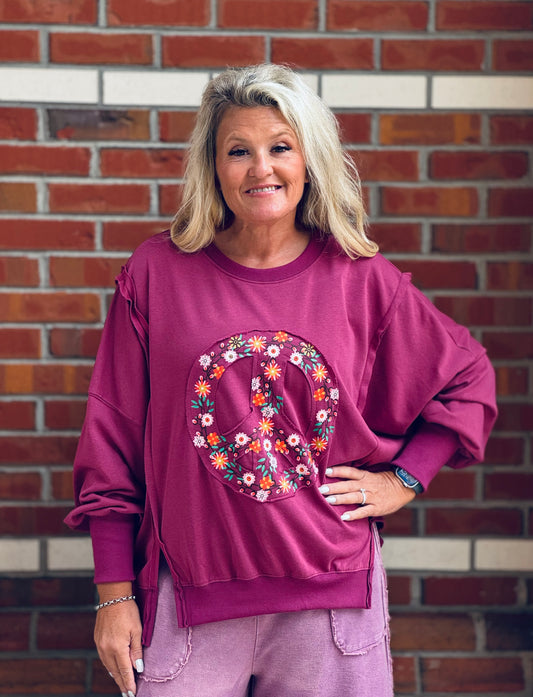 Plum Peaceful Sweatshirt by Easel