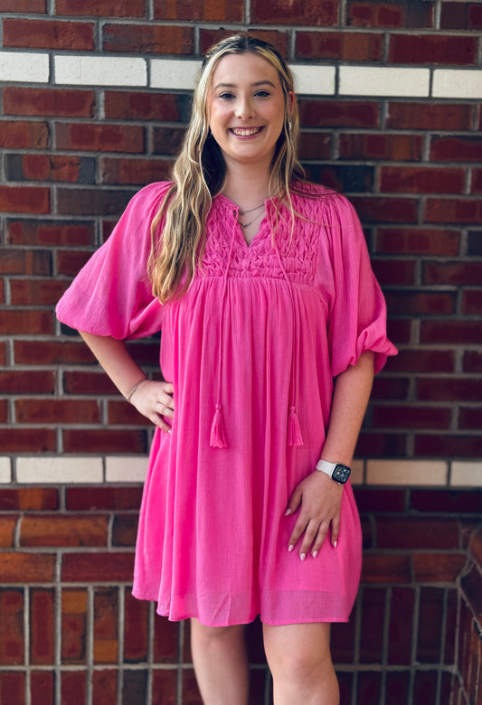 Tickled Pink Babydoll Dress