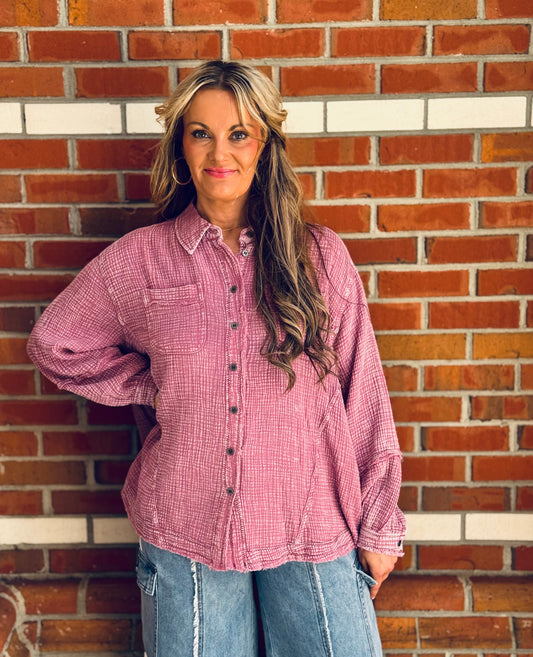 Retro Bloom Button Up