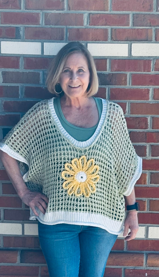 Daisy Days Open Knit Sweater