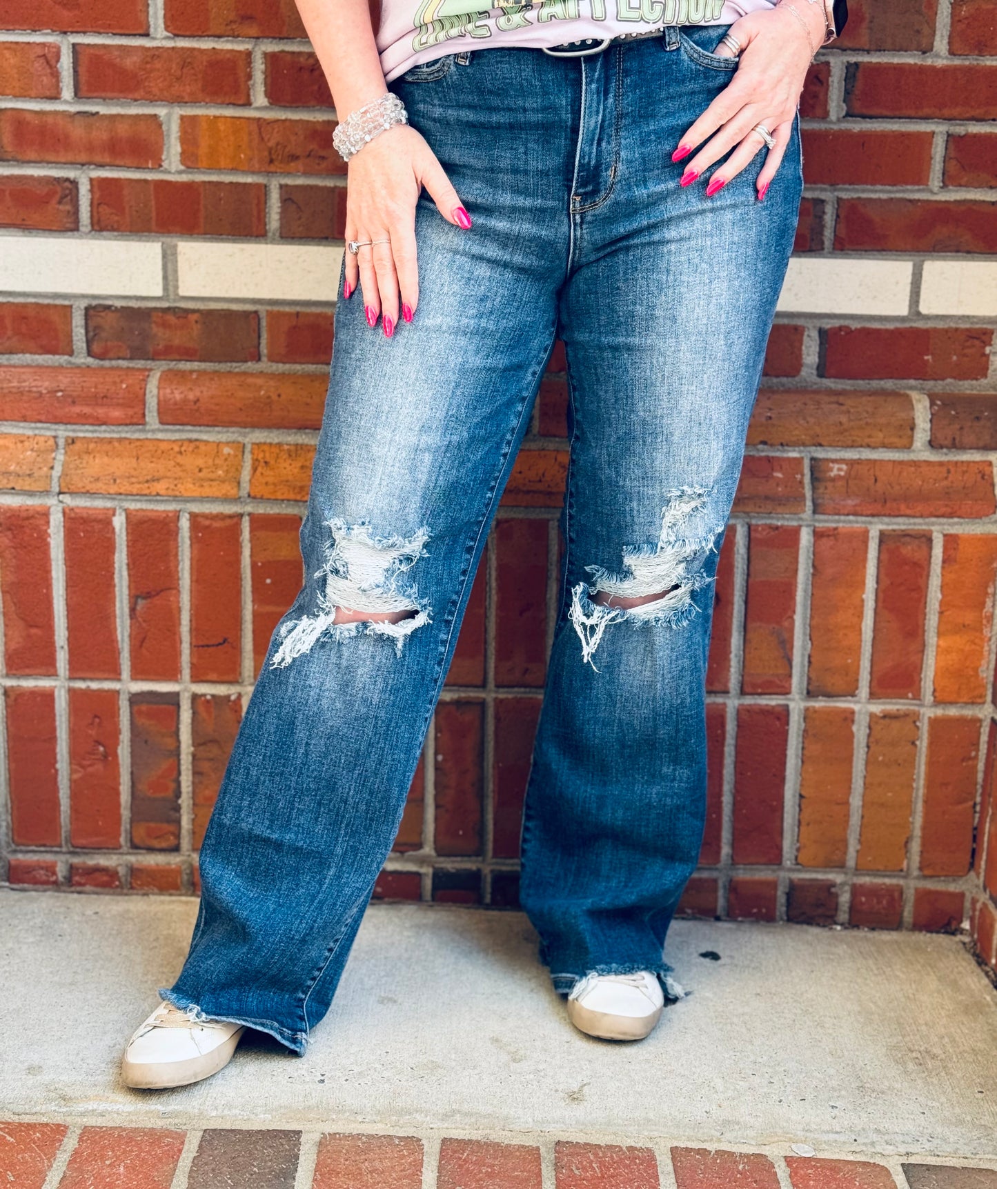 Once Bitten, Twice Shy High Waisted Straight Fit Judy Blue Jeans