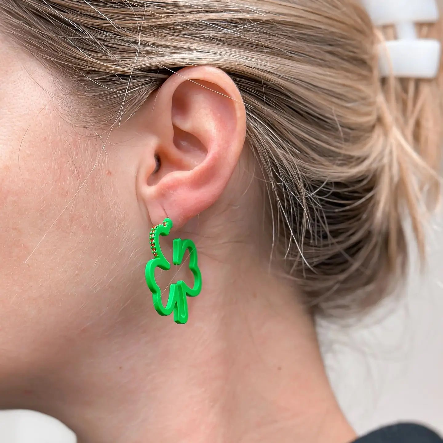 Lucky Clover Hoop Earrings