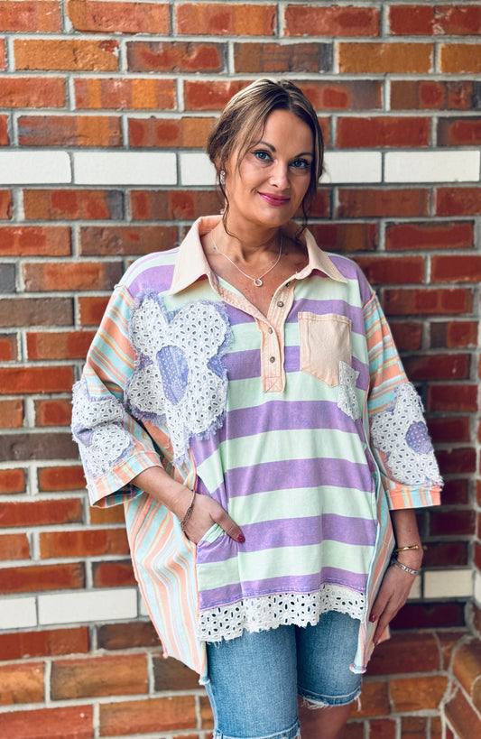 Peachy Petals Oversized Pullover - Oli N Hali