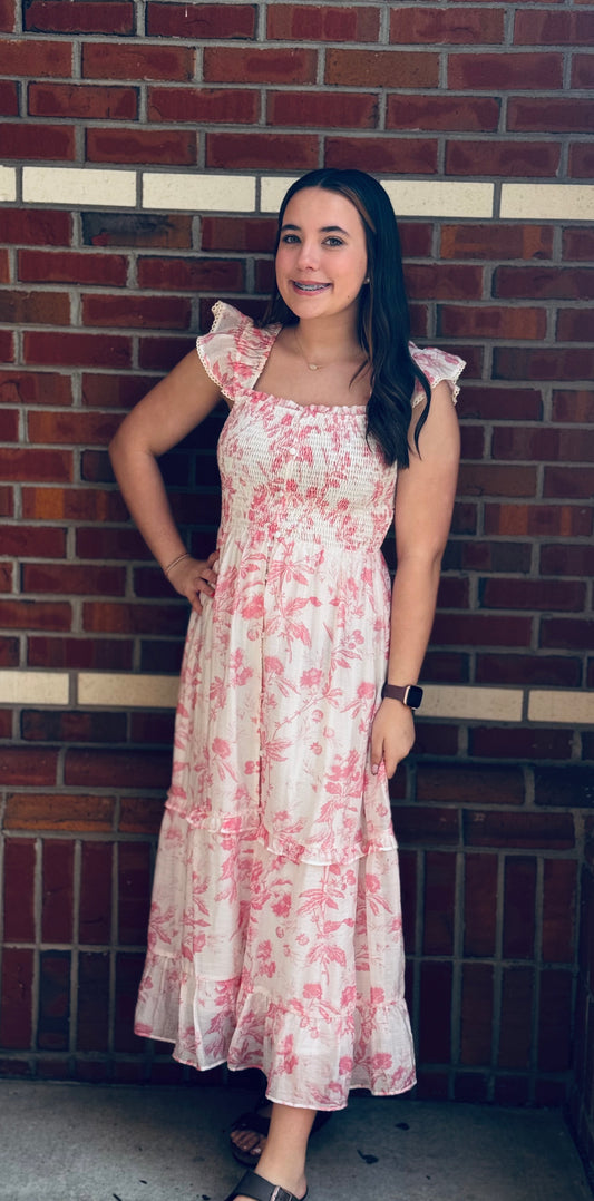 Blushing Petals Midi Dress