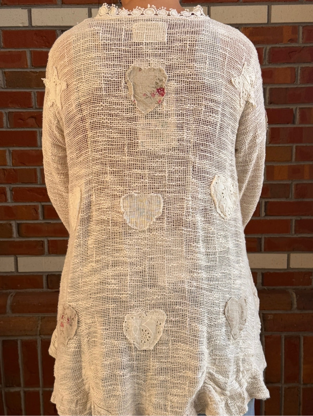 Heartland Honey – POL Heart Patch Woven Cardigan