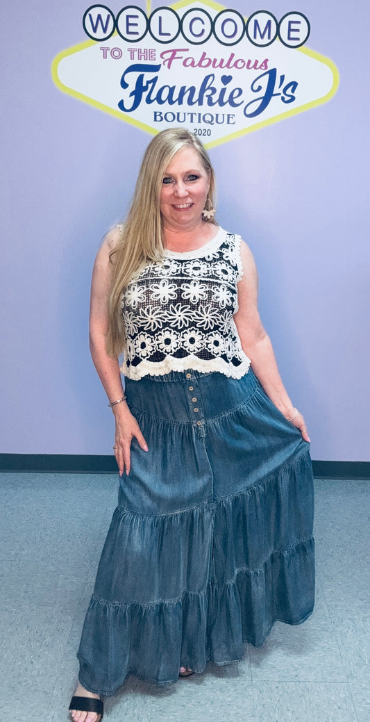 Midnight Moves Denim Maxi Skirt