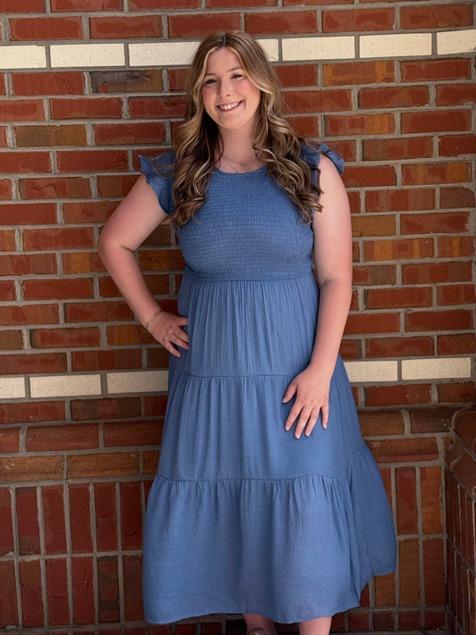 Flutter Away MIdi Dress by Blu Pepper